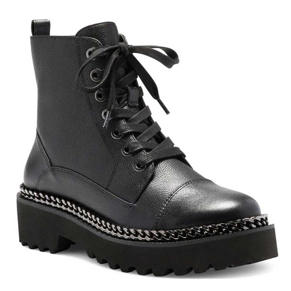 Vince Camuto l Mindinta Black Leather Combat Calf… - image 1