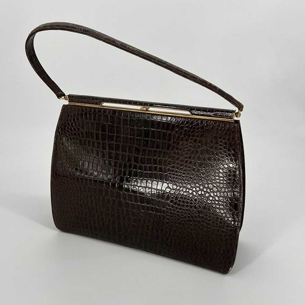 Mid Century Handbag Faux Croc Theodor California … - image 4