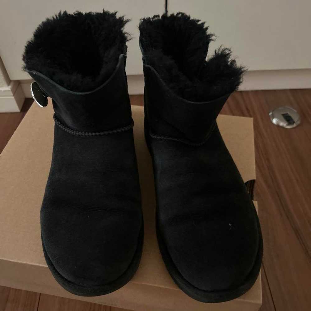 UGG sheepskin boots size 7 black - image 2