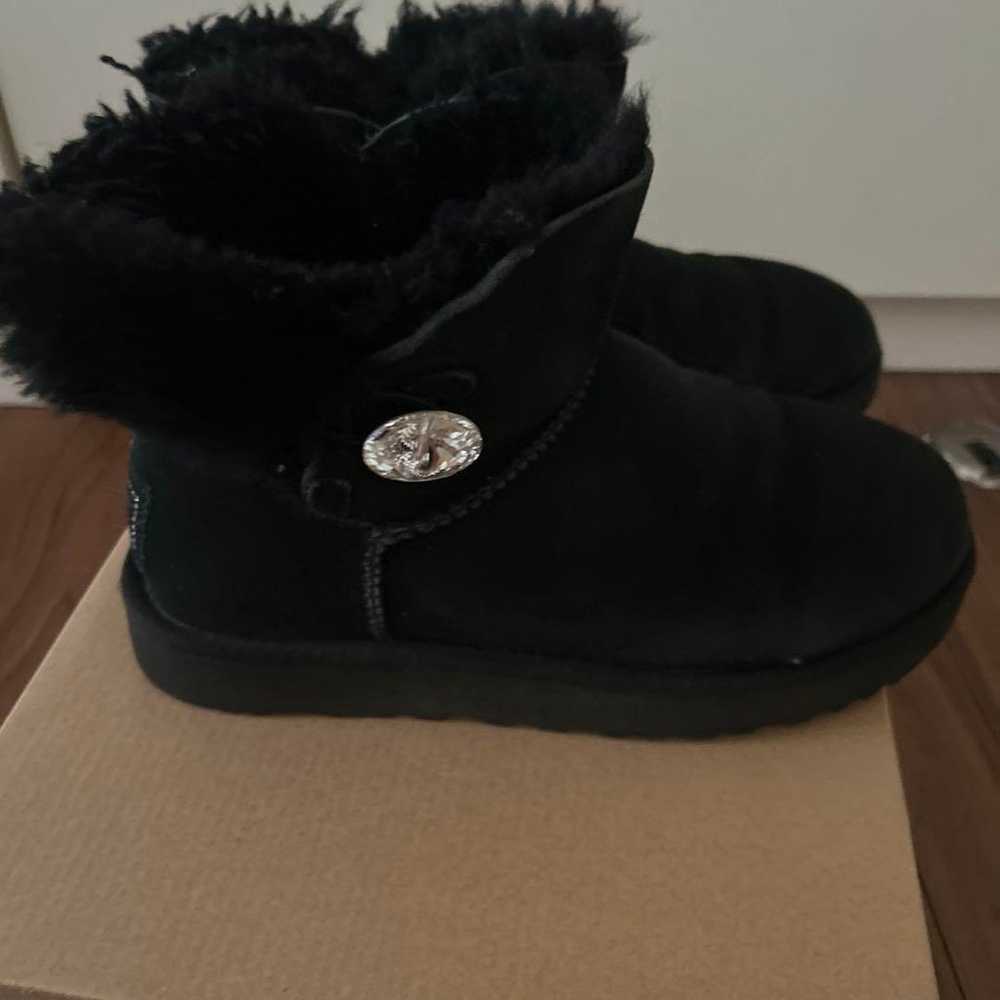 UGG sheepskin boots size 7 black - image 3