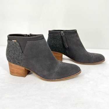 Toms Loren Forged Iron Grey Suede Felt Stacked He… - image 1