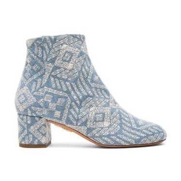 Aquazzura Brooklyn Embroidered Twill Ankle Booties