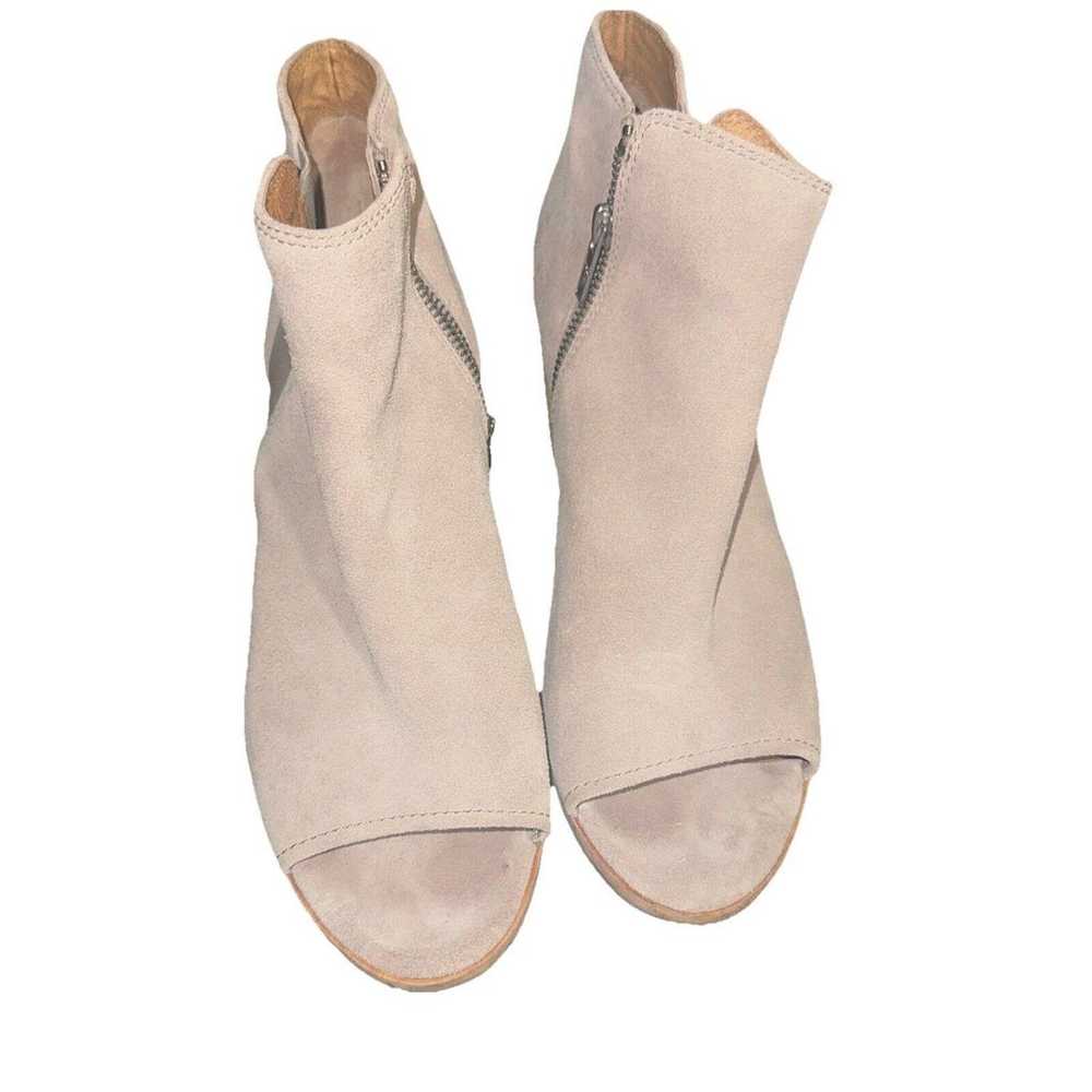 Frye Womens Suede Slingbacks Open Toe Boots Beige… - image 1