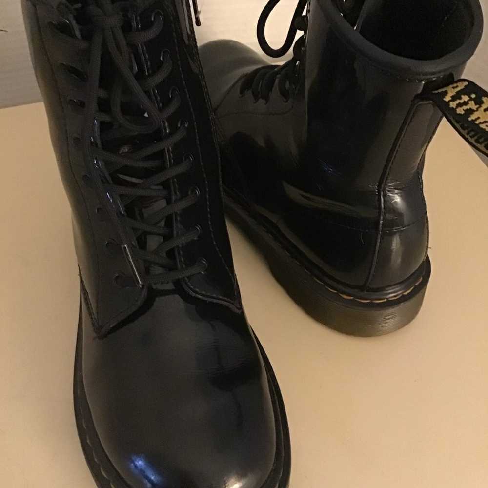 Dr Martens women black patent leather combat boot… - image 1