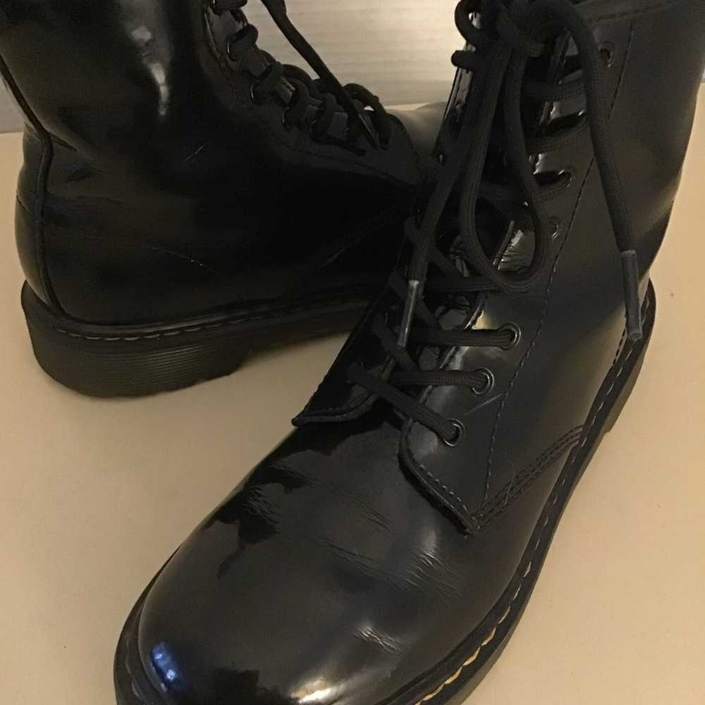 Dr Martens women black patent leather combat boot… - image 8