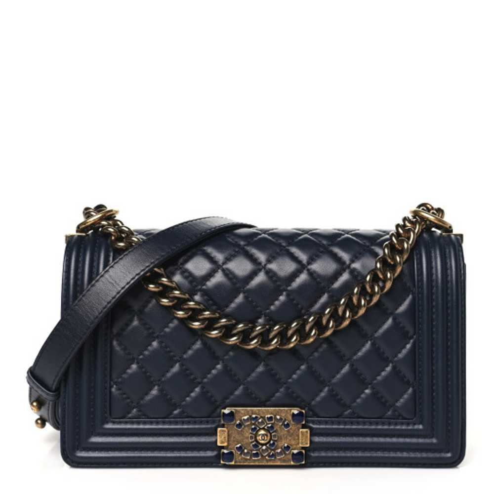 CHANEL Lambskin Quilted Gripoix Medium Boy Flap N… - image 1