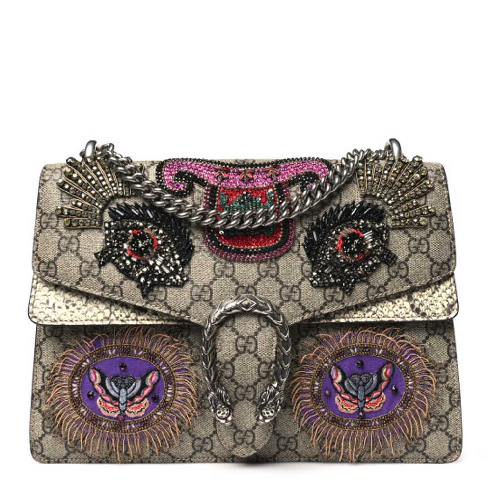 GUCCI GG Supreme Monogram Snakeskin Crystal Embro… - image 1