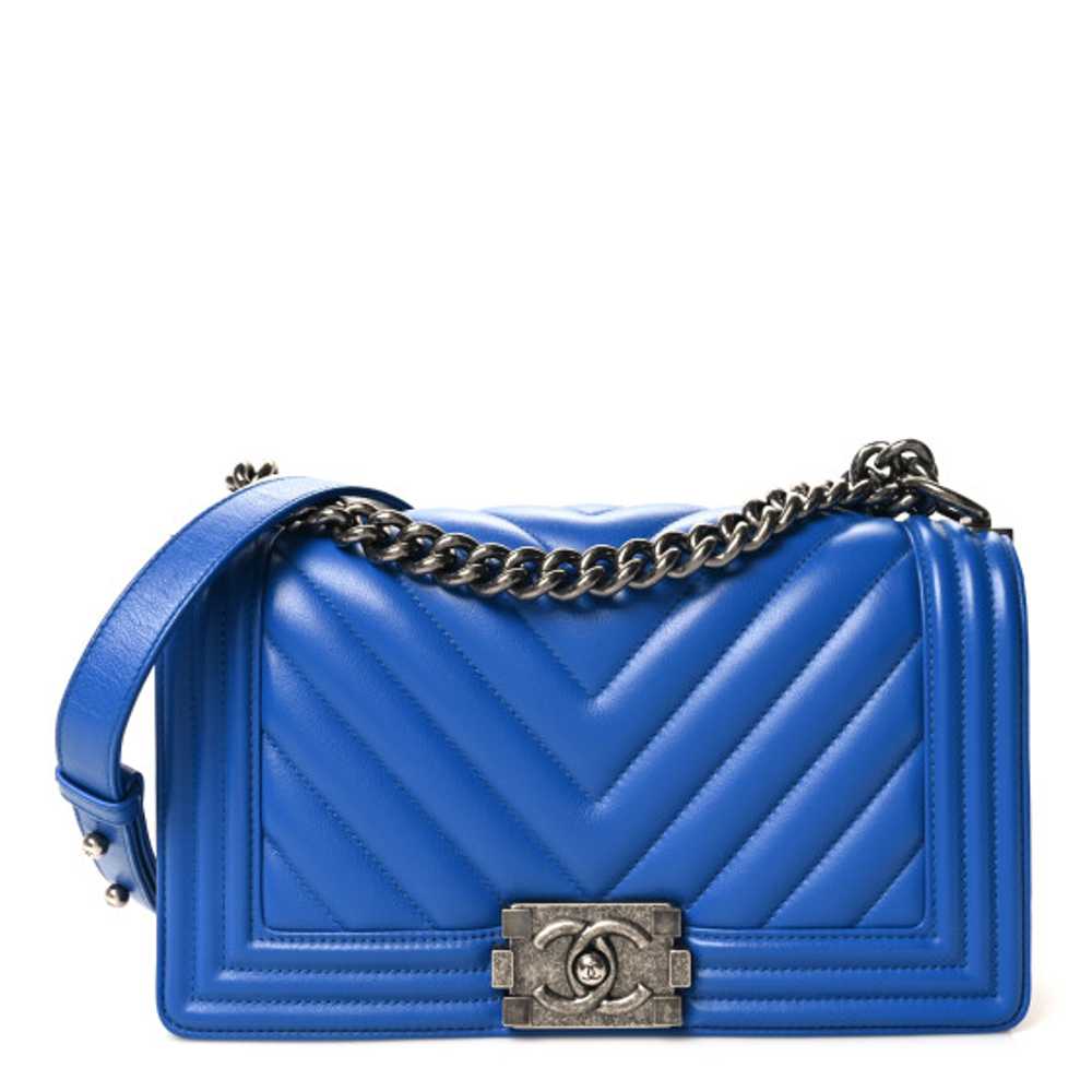 CHANEL Calfskin Chevron Quilted Medium Boy Flap B… - image 1