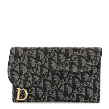 CHRISTIAN DIOR Monogram Saddle Wallet Navy