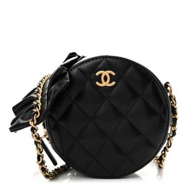 CHANEL Lambskin Quilted Romance Round Clutch With 