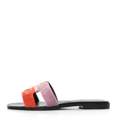 HERMES Velvet Lambskin Oran Sandals 37 Bruyre Ora… - image 1