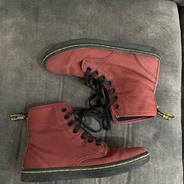 Dr. Martens Red Canvas Boots 6