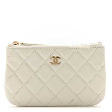 CHANEL Caviar Quilted Small Cosmetic Case White