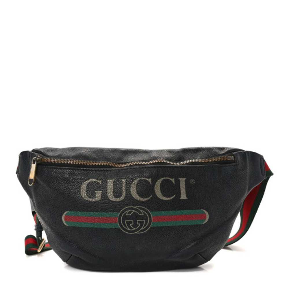 GUCCI Grained Calfskin Logo Belt Bag Black - image 1