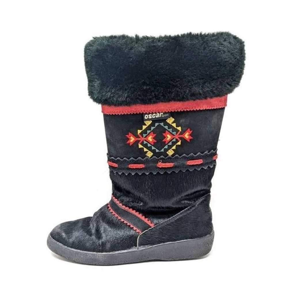 Oscar Sport Women's 39 Tribal Fur Leather Boots B… - image 1