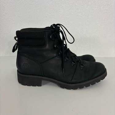 Timberland Black Leather Lace Up Combat Boots