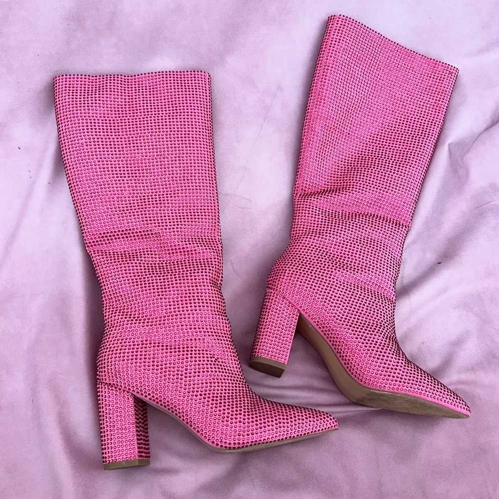 Pink Rhinestone Boots - image 1