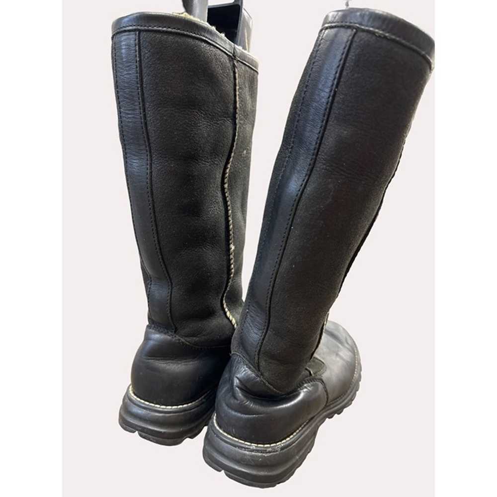 UGG men’s black leather sheepskin knee boots size… - image 4