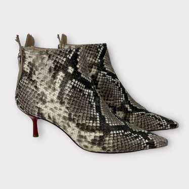 AGL Natural Snakeskin Leather & Red Heel Ankle Bo… - image 1