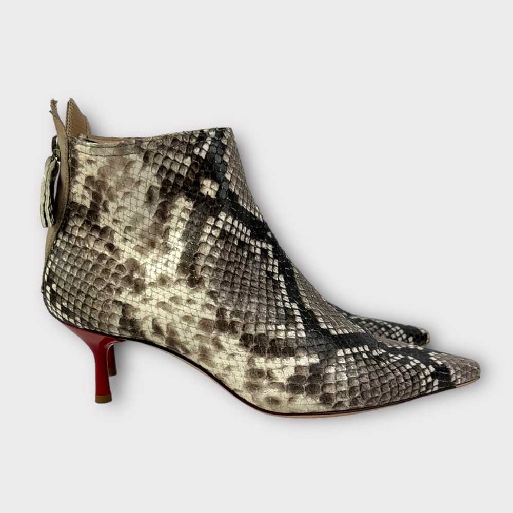 AGL Natural Snakeskin Leather & Red Heel Ankle Bo… - image 2