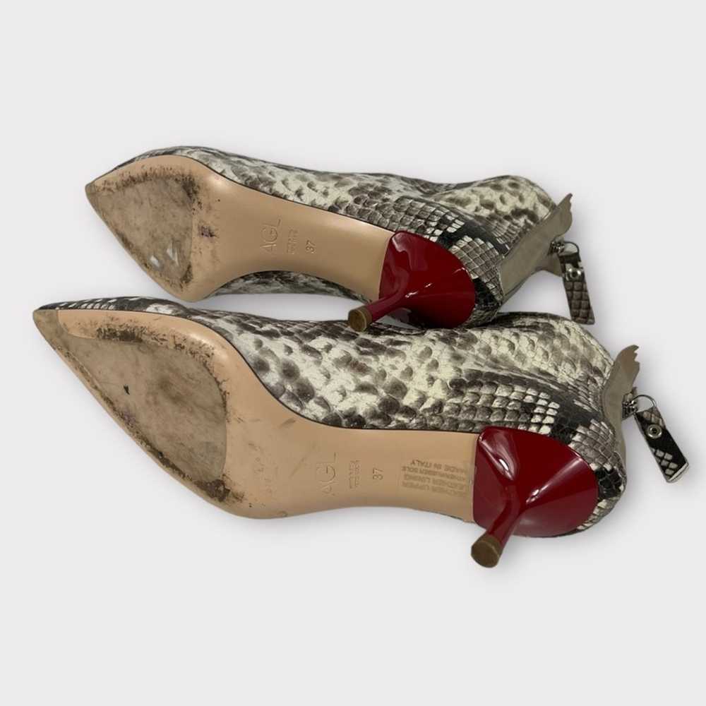 AGL Natural Snakeskin Leather & Red Heel Ankle Bo… - image 7