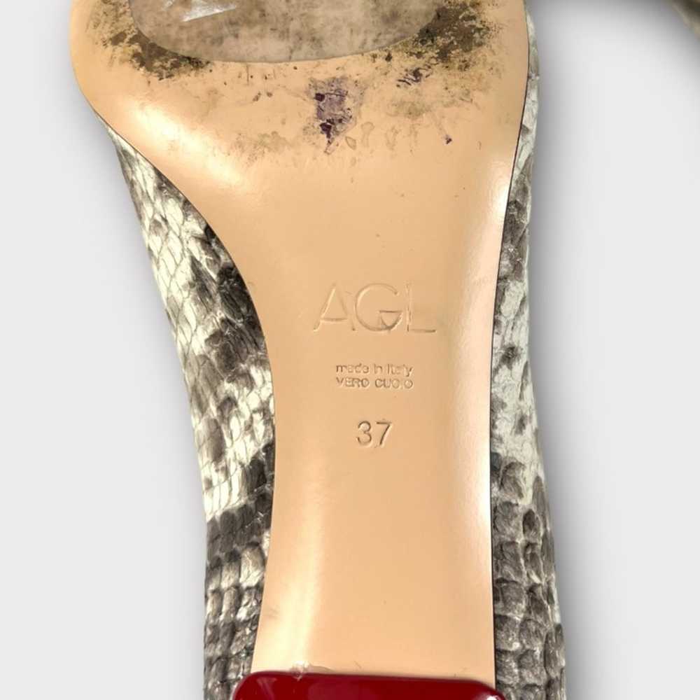 AGL Natural Snakeskin Leather & Red Heel Ankle Bo… - image 8