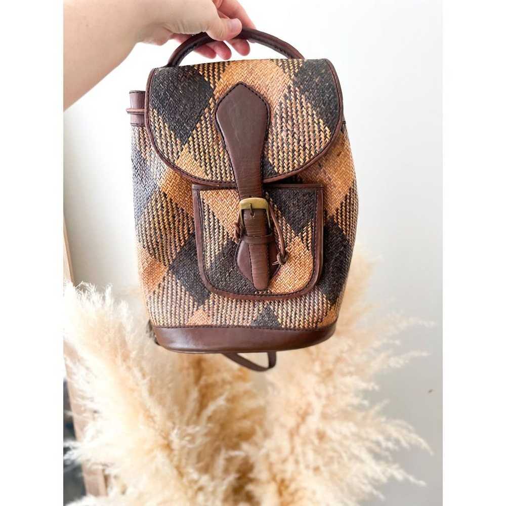 Vintage Woven Backpack Straw Jute Bohemian Cottag… - image 1