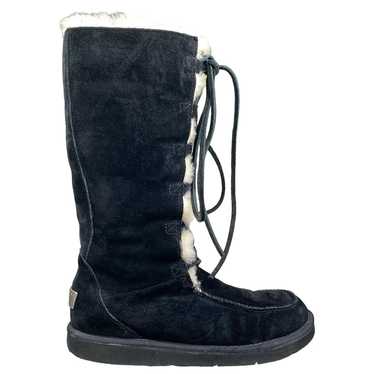 UGG Women's Uptown Black Suede Tall Lace Up Winte… - image 1