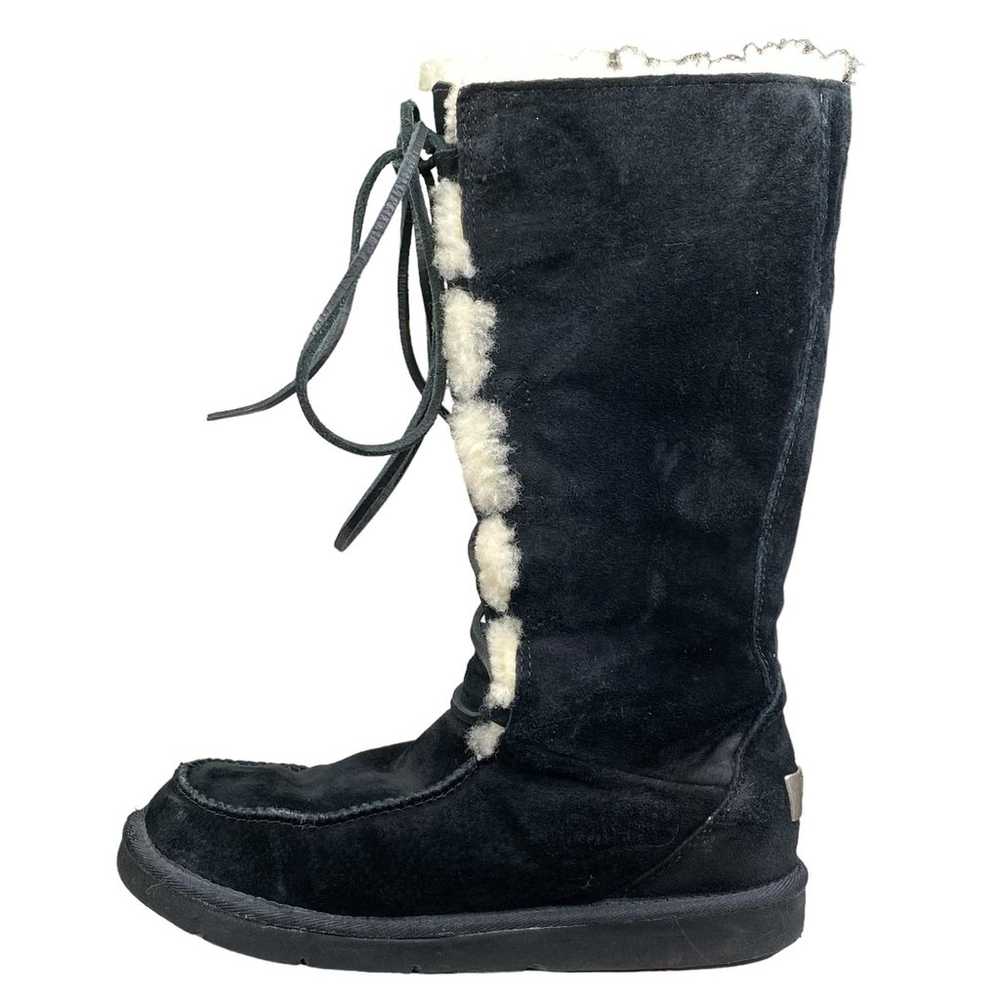 UGG Women's Uptown Black Suede Tall Lace Up Winte… - image 3