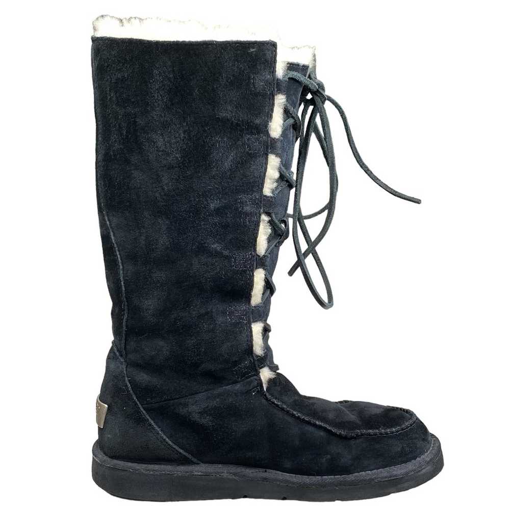 UGG Women's Uptown Black Suede Tall Lace Up Winte… - image 4