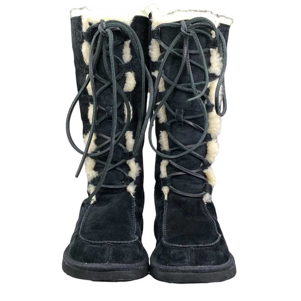 UGG Women's Uptown Black Suede Tall Lace Up Winte… - image 7