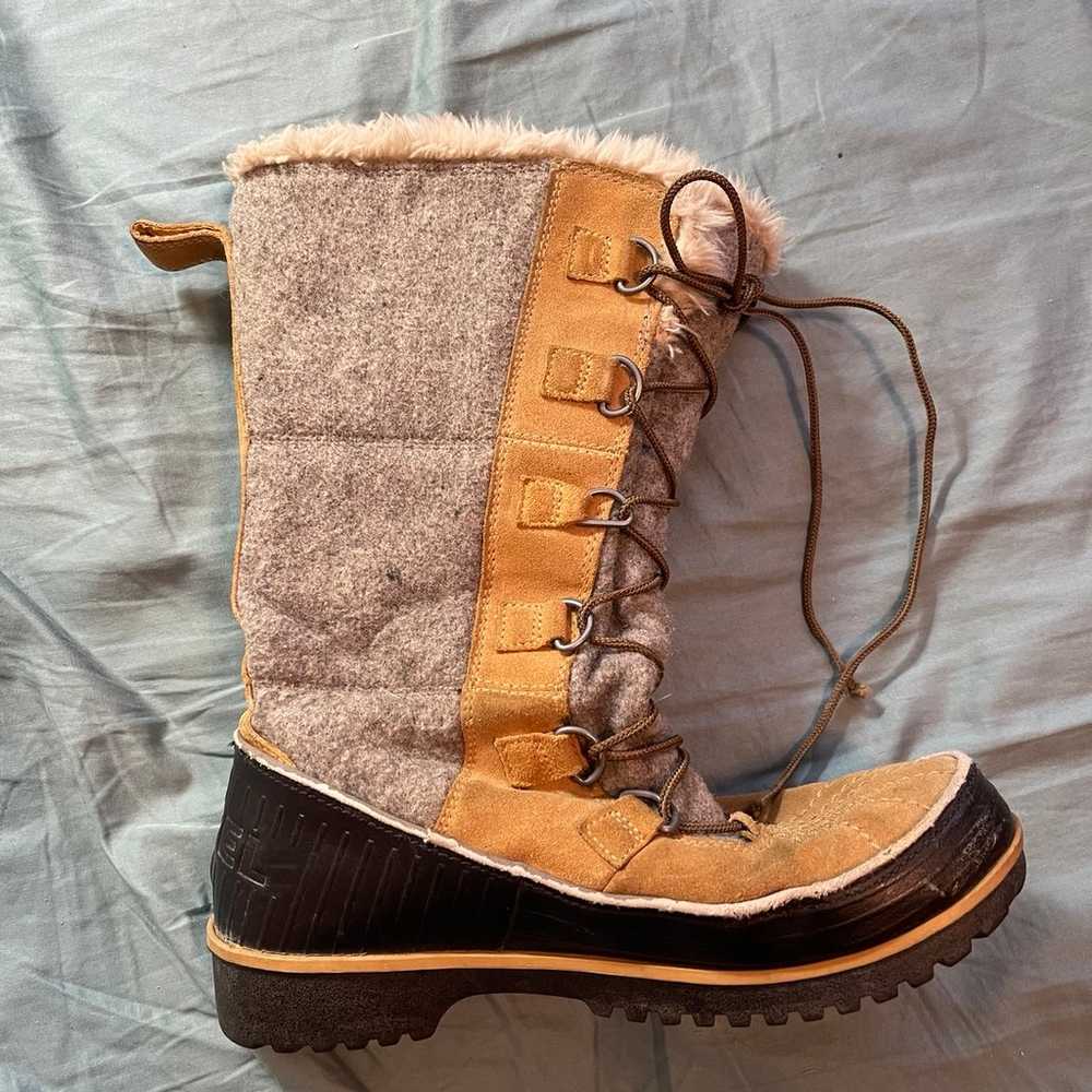 SOREL Tivoli High II Suede Winter Boots Gray Beig… - image 8