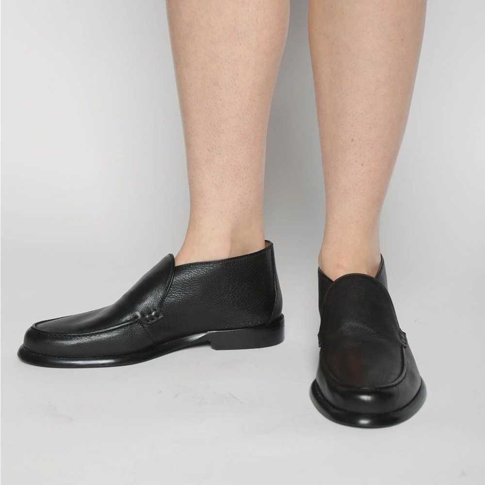 Alumnae Black Leather Ankle Loafer Style Booties … - image 10