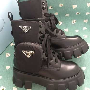 Prada thick-soled shot boots shoes black size 38 - image 1