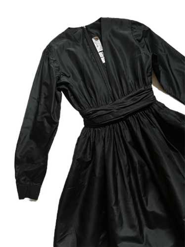 late 1960s Oscar de la Renta silk plunging black d