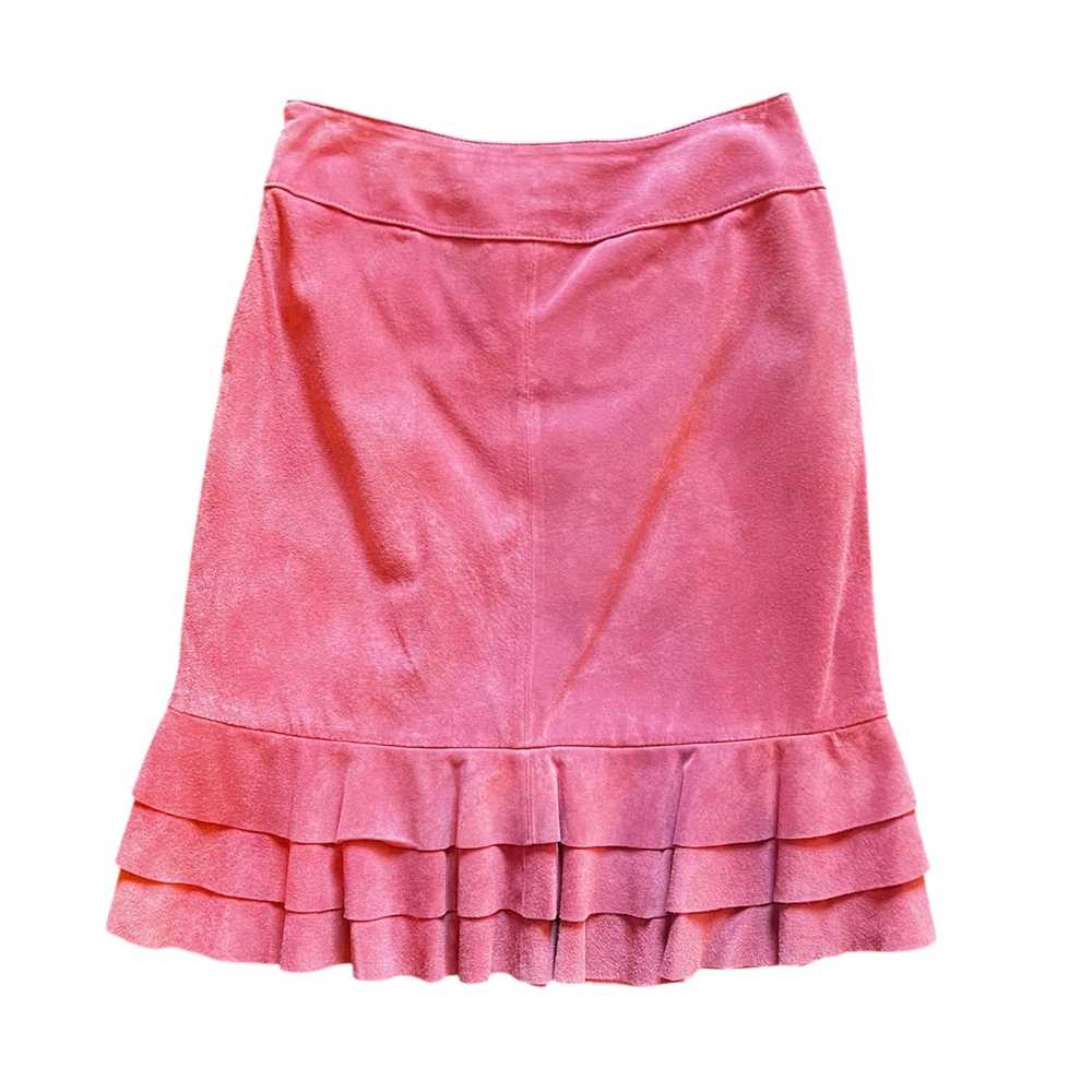 Pink Suede Pleated Hem Skirt (M) - image 1