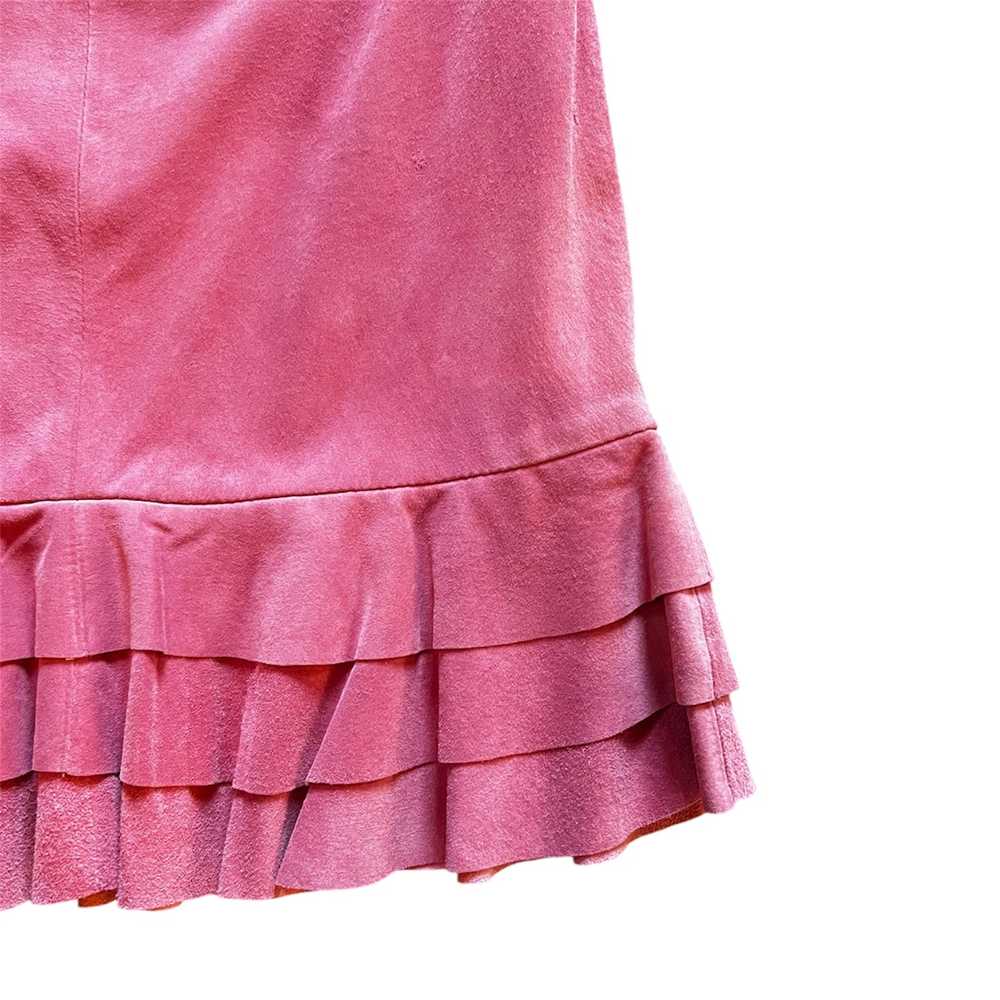 Pink Suede Pleated Hem Skirt (M) - image 2