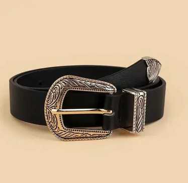 Leather × Streetwear Black Color PU Leather Belt - image 1