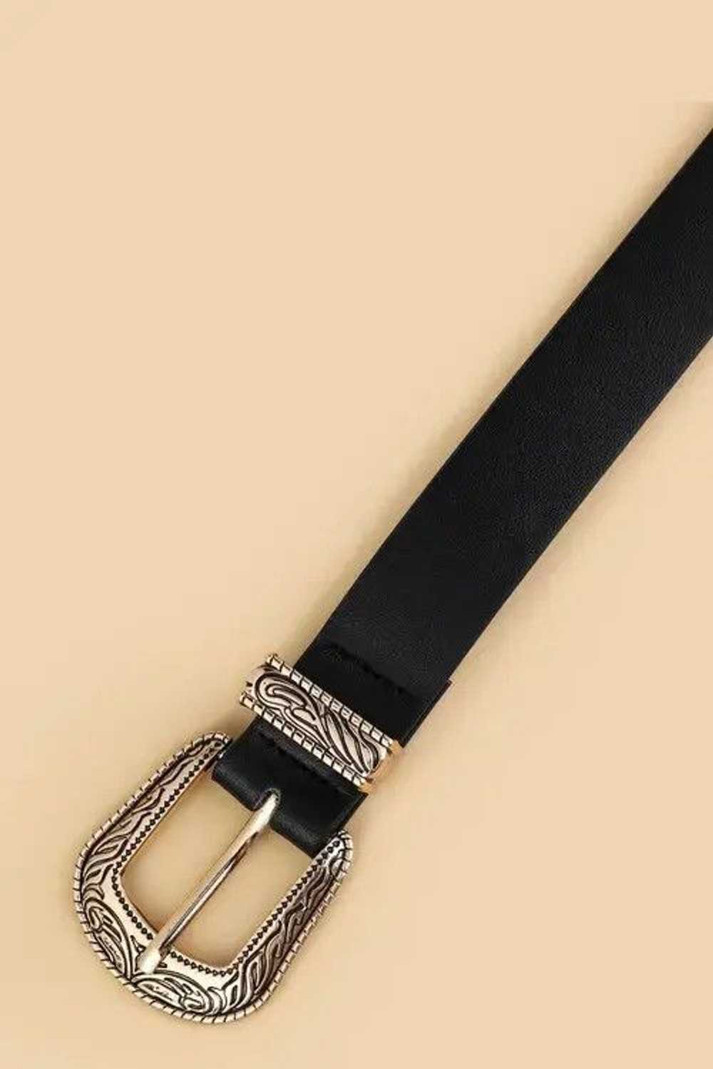 Leather × Streetwear Black Color PU Leather Belt - image 2