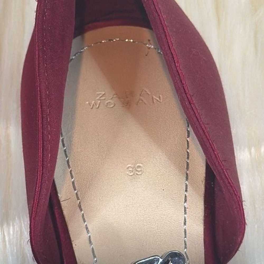 Zara Burgandy Pointed Toe Flats 39 - image 4