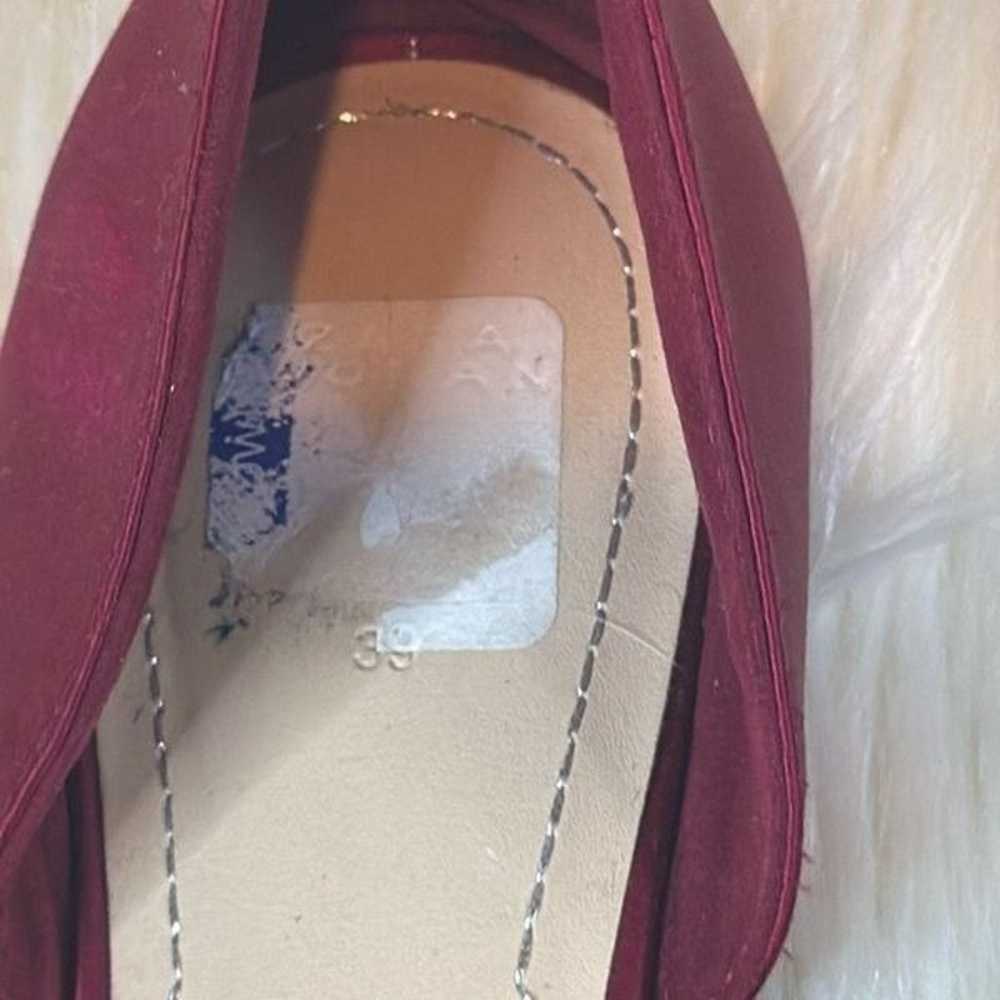 Zara Burgandy Pointed Toe Flats 39 - image 5