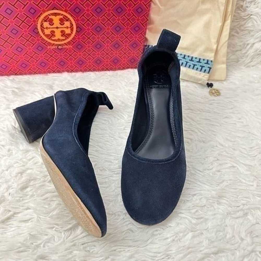 TORY BURCH Therese 65mm Blue Suede Chunky Heel Pu… - image 2