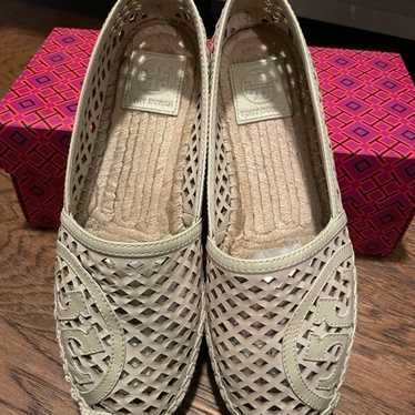 Tory Burch Thatched Perforated logo espadrille si… - image 1