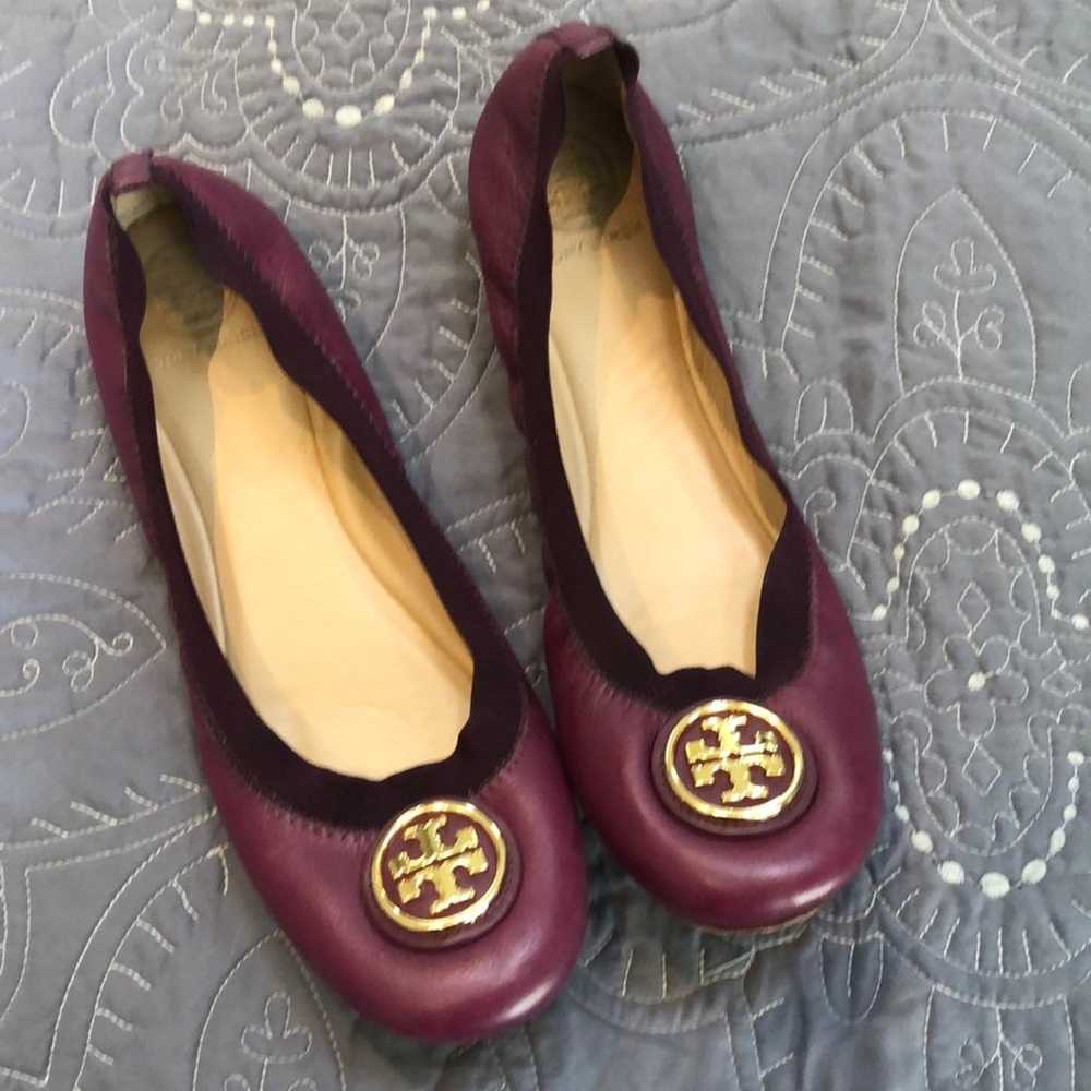 TORY BURCH Plum Purple Burgundy “Caroline” Leathe… - image 1