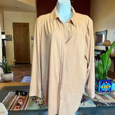 Chicos Faux suede long sleeve button up