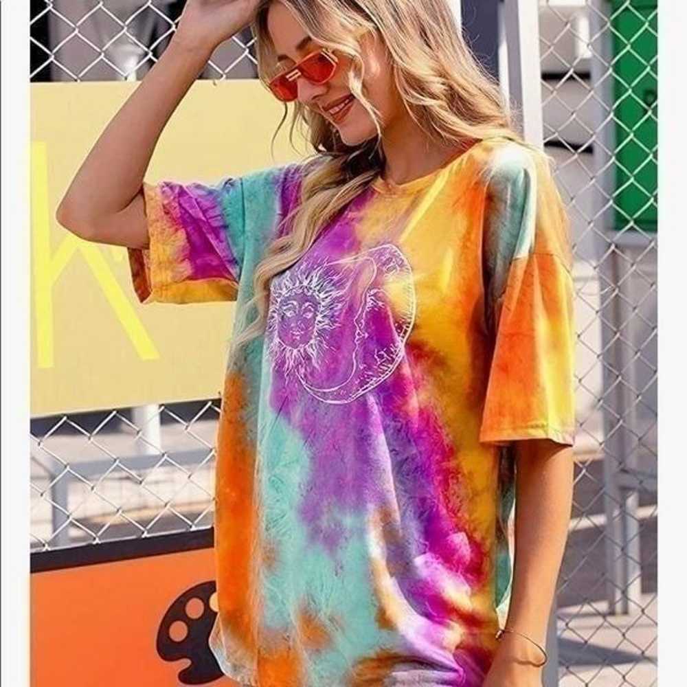 Multicolored Tie Dye Sun Moon Tee Shirt - image 2