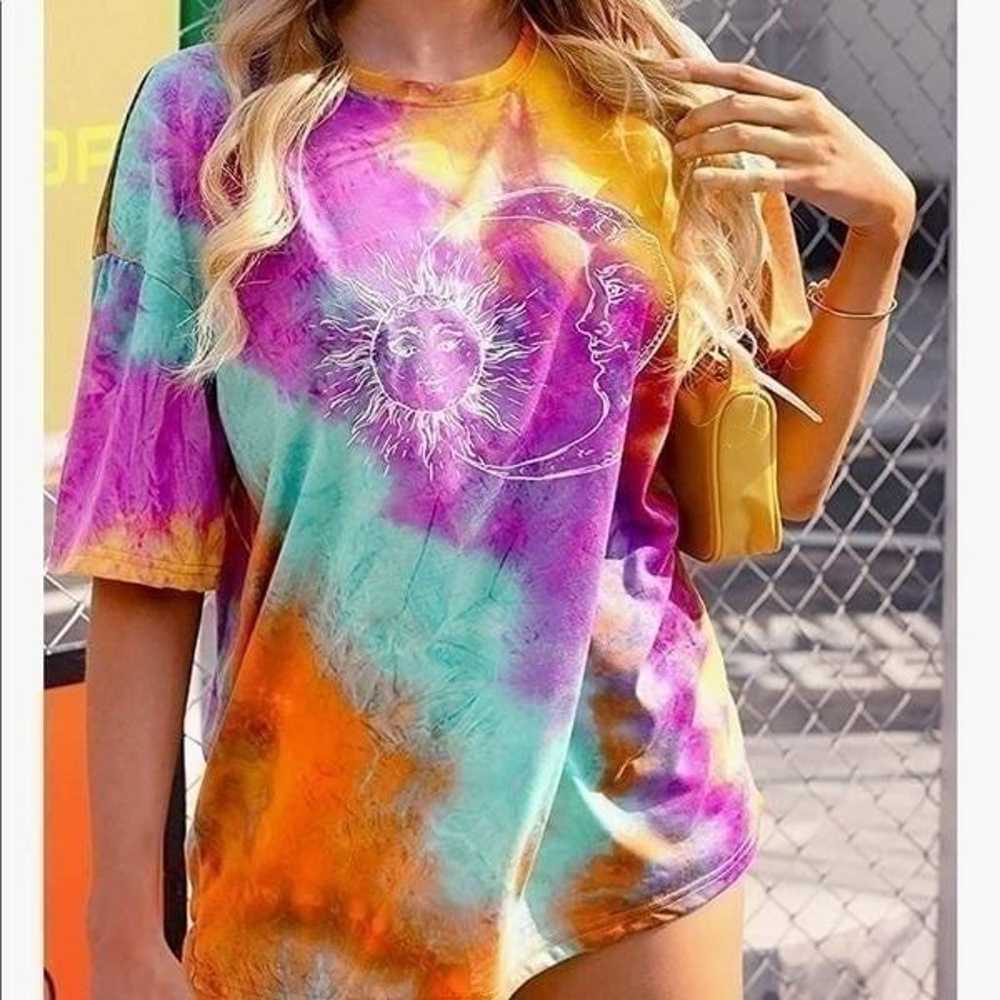 Multicolored Tie Dye Sun Moon Tee Shirt - image 3