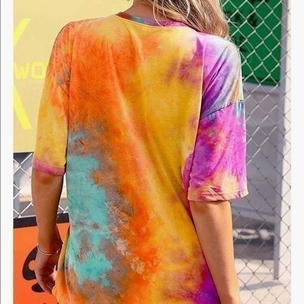 Multicolored Tie Dye Sun Moon Tee Shirt - image 4