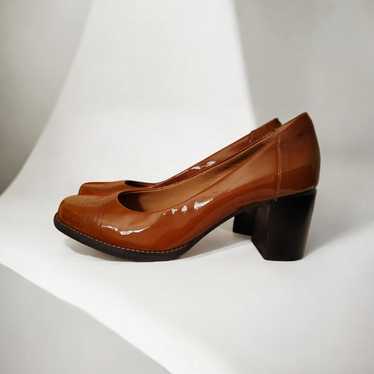 Clarks Women's Tarah Sofia Pump Block Heel Cognac… - image 1