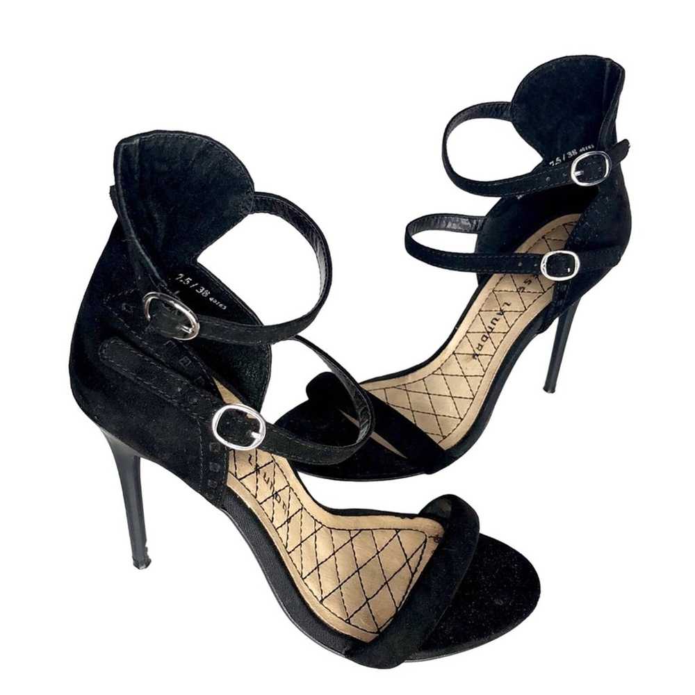 Chinese Laundry Lolita Black Suede Heels Caged An… - image 2